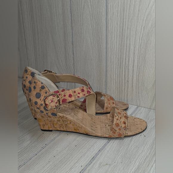 Vaneli Womens Cork Wedge Polka Dot Sandals Size 8.5 Summer Vacation Cruise - Picture 1 of 10